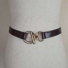 Chicos Belt Medium Brown Leather Waist Toggle Buckle Minimalist Adjustable Boho