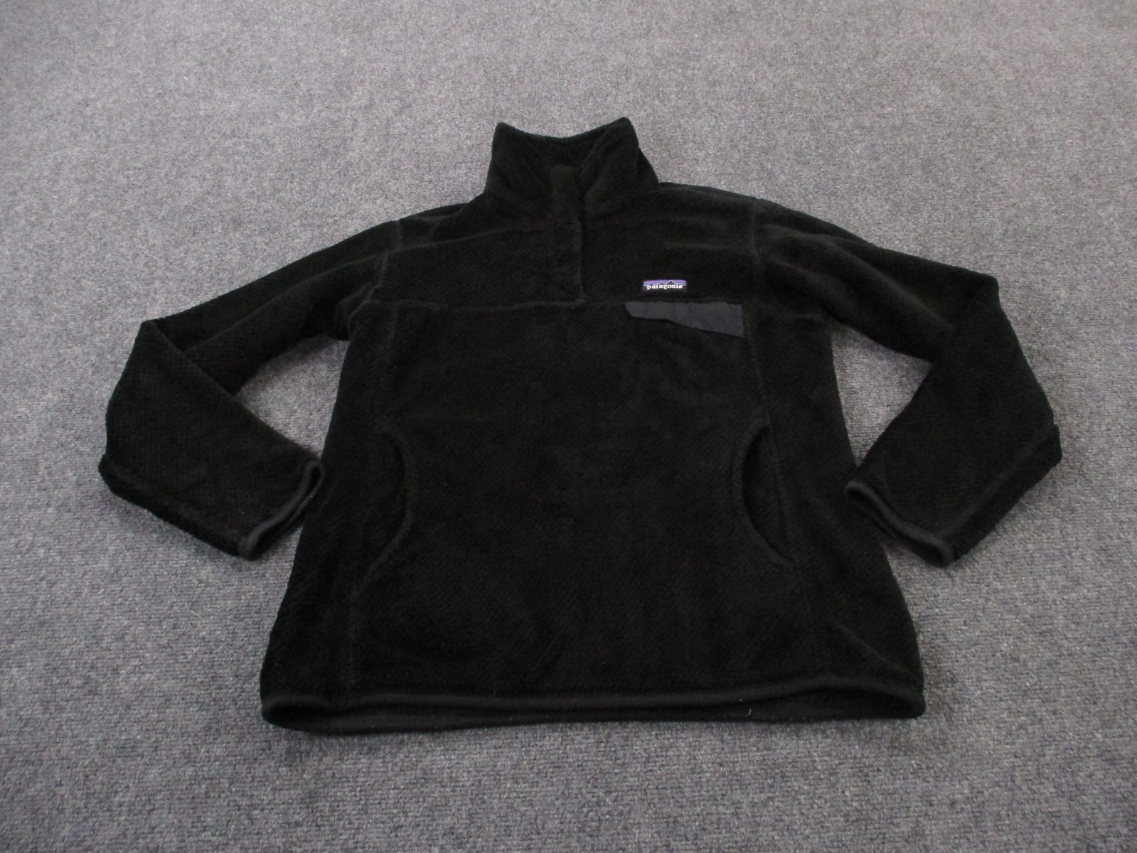 Patagonia Jacket Women M Black Snap T Fleece Fuzzy Sweater Outdoor 25442