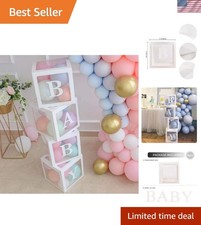 4 Pcs Baby Shower Balloon Boxes - Elegant Transparent Decor for Gender Reveal