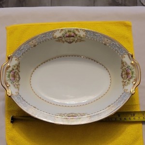 Vintage Rose China Occupied Japan Oval Vegetable Serving Bowl Floral Gold Trim