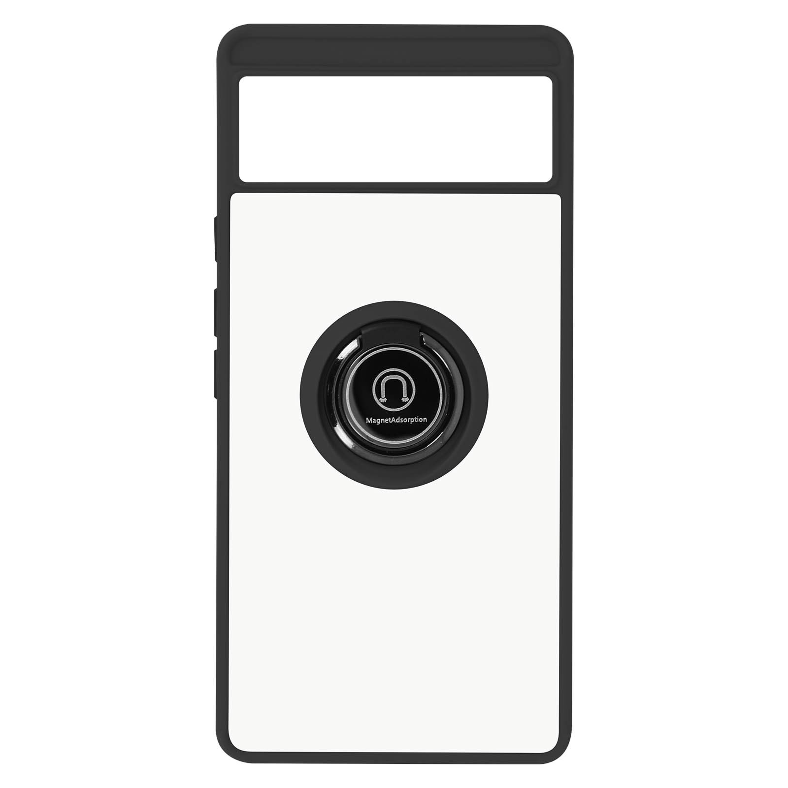 Coque Google Pixel 6 bi-matière noire avec anneau support métallique intégré
