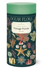 Cavallini Vintage Ocean Flora 1000 Piece Puzzle with Muslin Bag 20x28 Inches
