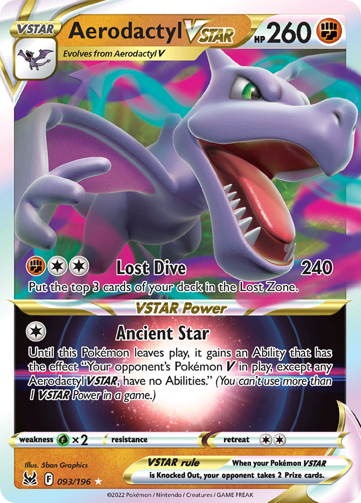 Pokemon Lost Origin Full Art Aerodactyl VSTAR 093/196 - Near Mint (NM)