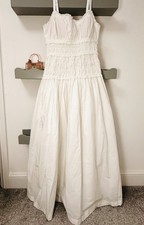 Abercrombie & Fitch White Bra-Free Smocked Drop -Waist Maxi Dress Size S Petite