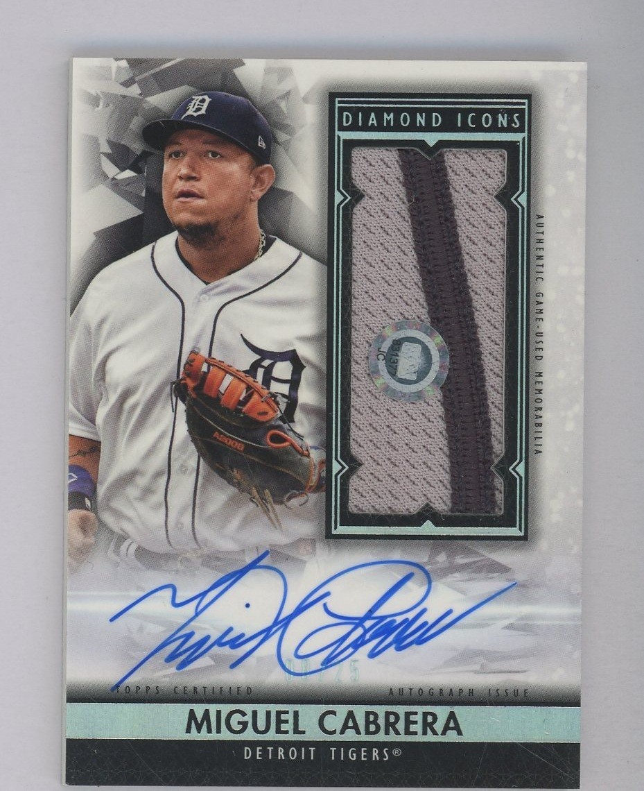 2019 Topps Diamond Icons Baseball Game-Used Patch AUTO Miguel Cabrera 08/25 view 1