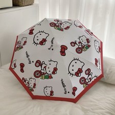 Hello Kitty Red Bow Automatically Umbrella Sanrio Kids Adult Foldable Umbrella