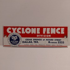 Vintage Original Cyclone Fence 1960s Porcelain Advertising Sign Dallas Tx
