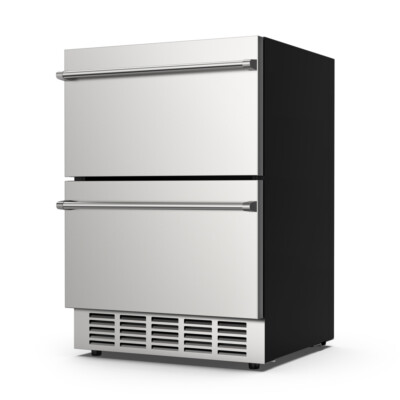 24'' Dual Zone Beverage Refrigerator,Wine Fridge W/Drawer,Weatherproof Outdoor