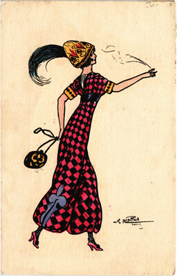 PC ARTIST SIGNED, C.S. NAILLOD, GLAMOUR LADY, Vintage Postcard (b50783)