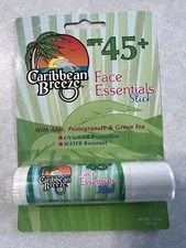 Caribbean Breeze Face Essentials Stick Sunscreen SPF 45 Water Resistant Aloe New