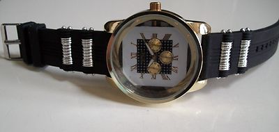 Men's Black, Silver & Gold Finish Silicone Band Fashion Hip Hop Casual Watch