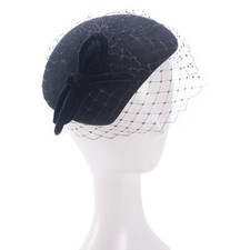 Teardrop Luxe Black Velvet Women Wool Felt Fascinator Knot Tam Casque Hat T497