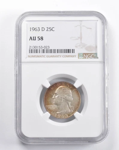 AU58 1963-D Washington Quarter NGC RED TONE *5686