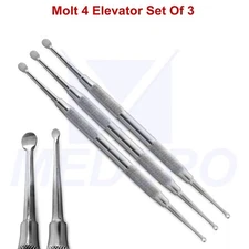 Set Of 3 Dental Molt 4 Periosteal Elevators Bone Curette Surgical Instruments CE