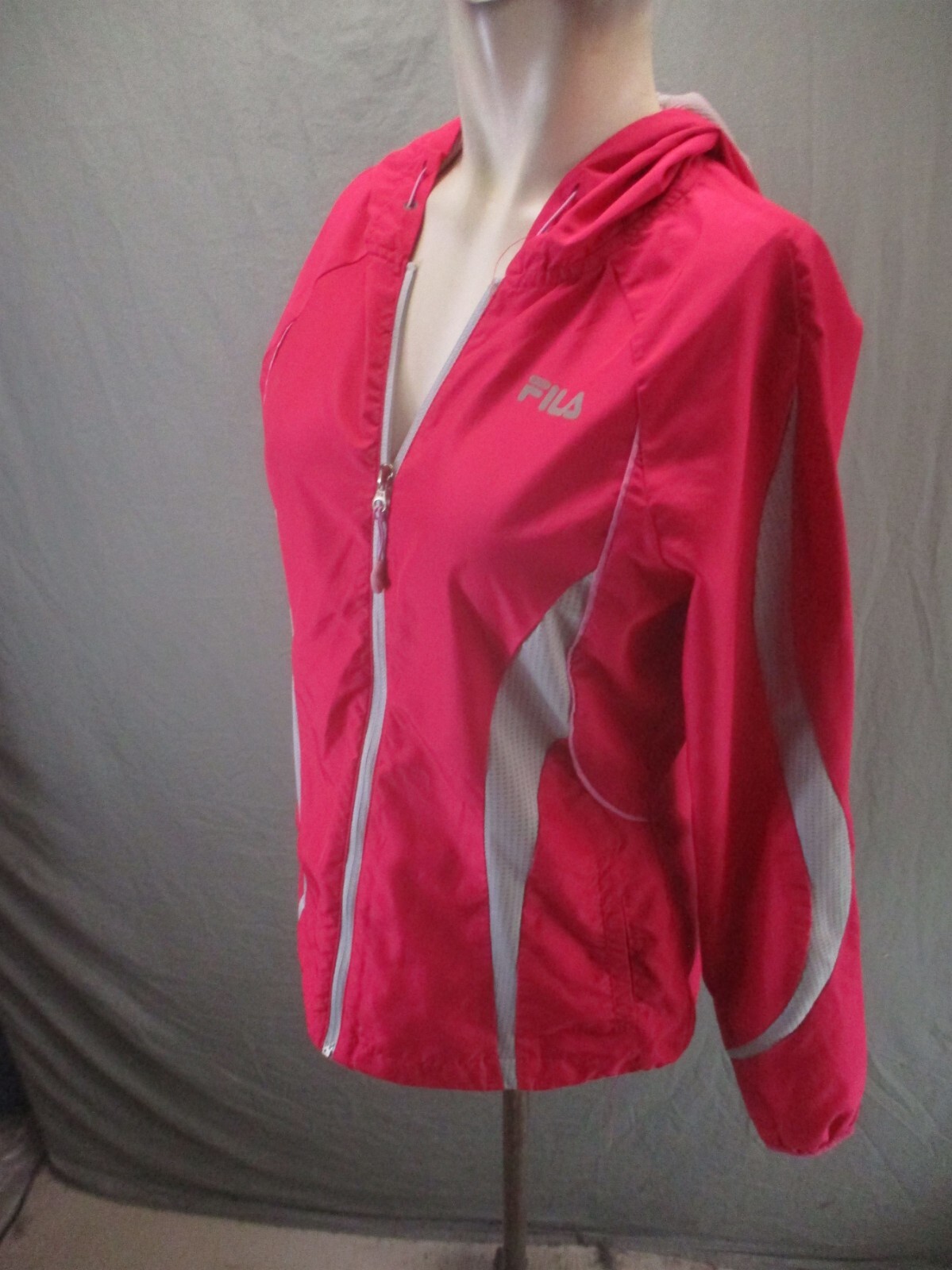 FILA taglia S giacca donna rosa full zip cappuccio tasca leggera slim pista 620