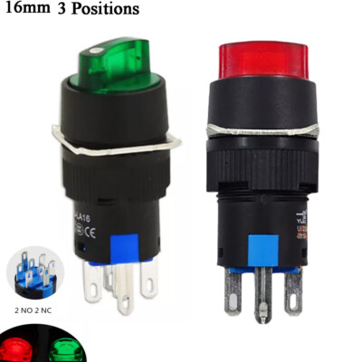 16mm Drehschalter 3 Stellungen Rastend Wendeschalter 12 24V 220V LED Beleuchtung