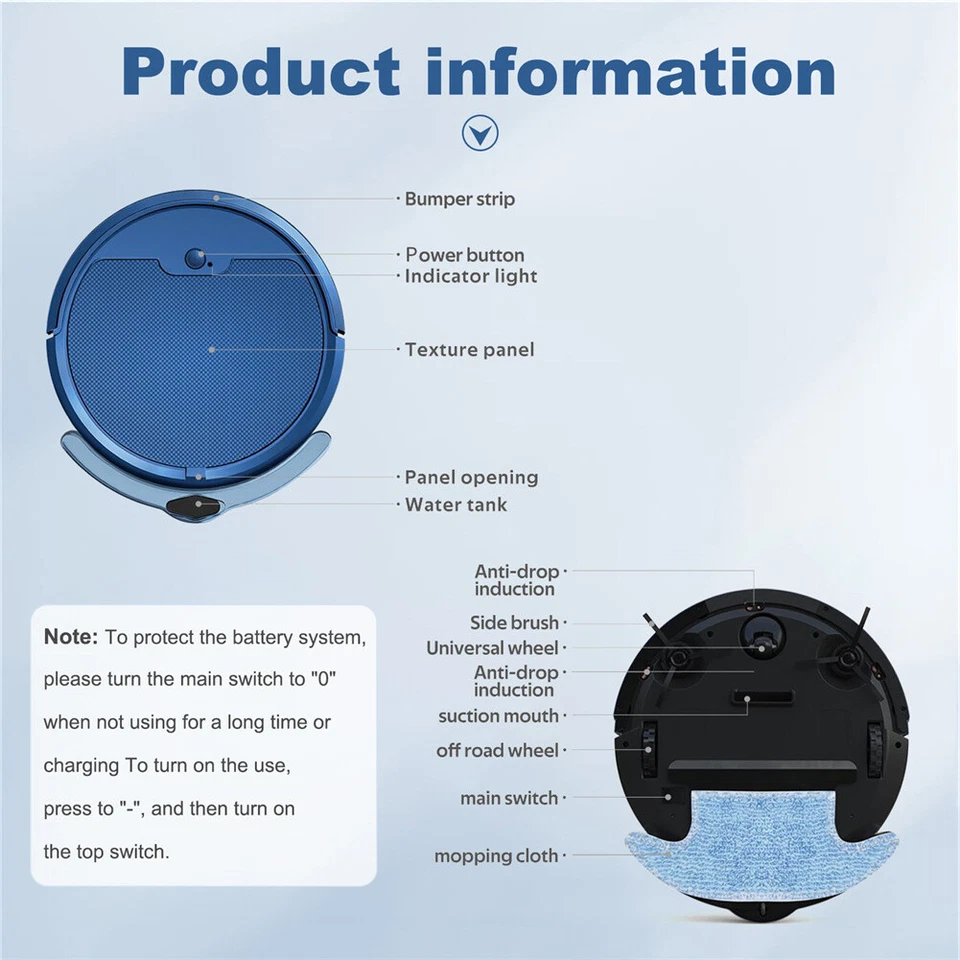 2024 APP WIFI Robot Vacuum Cleaner USB 3-in-1 Smart Wireless Cleaning Sweep - Image 4 of 4