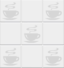 Kitchen Tile Stickers COFFEE CUPS Vinyl Transfers Decals Coffee Wall Stickers