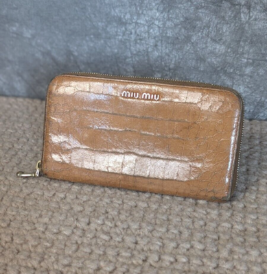 Vintage Miu Miu Brown Crocodile Embossed Leather Waller | eBay