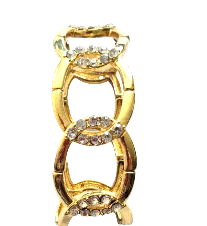 Glamorous Rhinestone Statement Stretch Goldtone B… - image 3