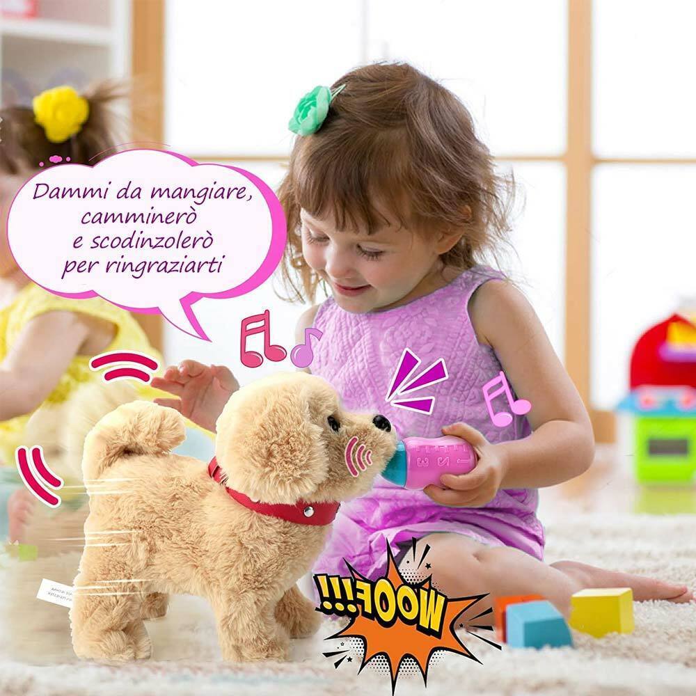 Cagnolino Cane Peluche interattivo Giocattolo Bambini Abbaia