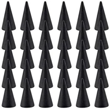  Black Wood Cone Ring Holder Single Finger 30 Pack Black Vertical Shaped