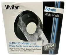 NIB 58mm Vivitar 37W-72W 0.43x Deluxe Hi-Definition Wide Angle Lens