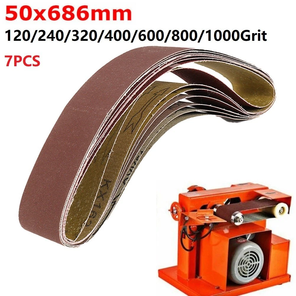 7PCS 50x686mm Sanding Abrasive Belt Grinding 120 240 320 400 600 800 1000Grit