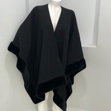 Komitor Vintage Wool Blend Poncho/cape Black One Size