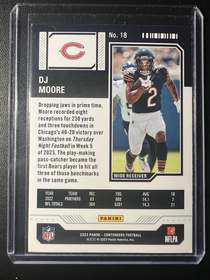 2023 Panini Contenders #18 DJ Moore Season Ticket Retail - Image 2 of 2