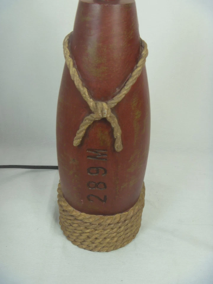 Coastal Nautical Table Lamp Burgundy w/ Rope, Shade Beach 23" Sea - Image 3 of 4