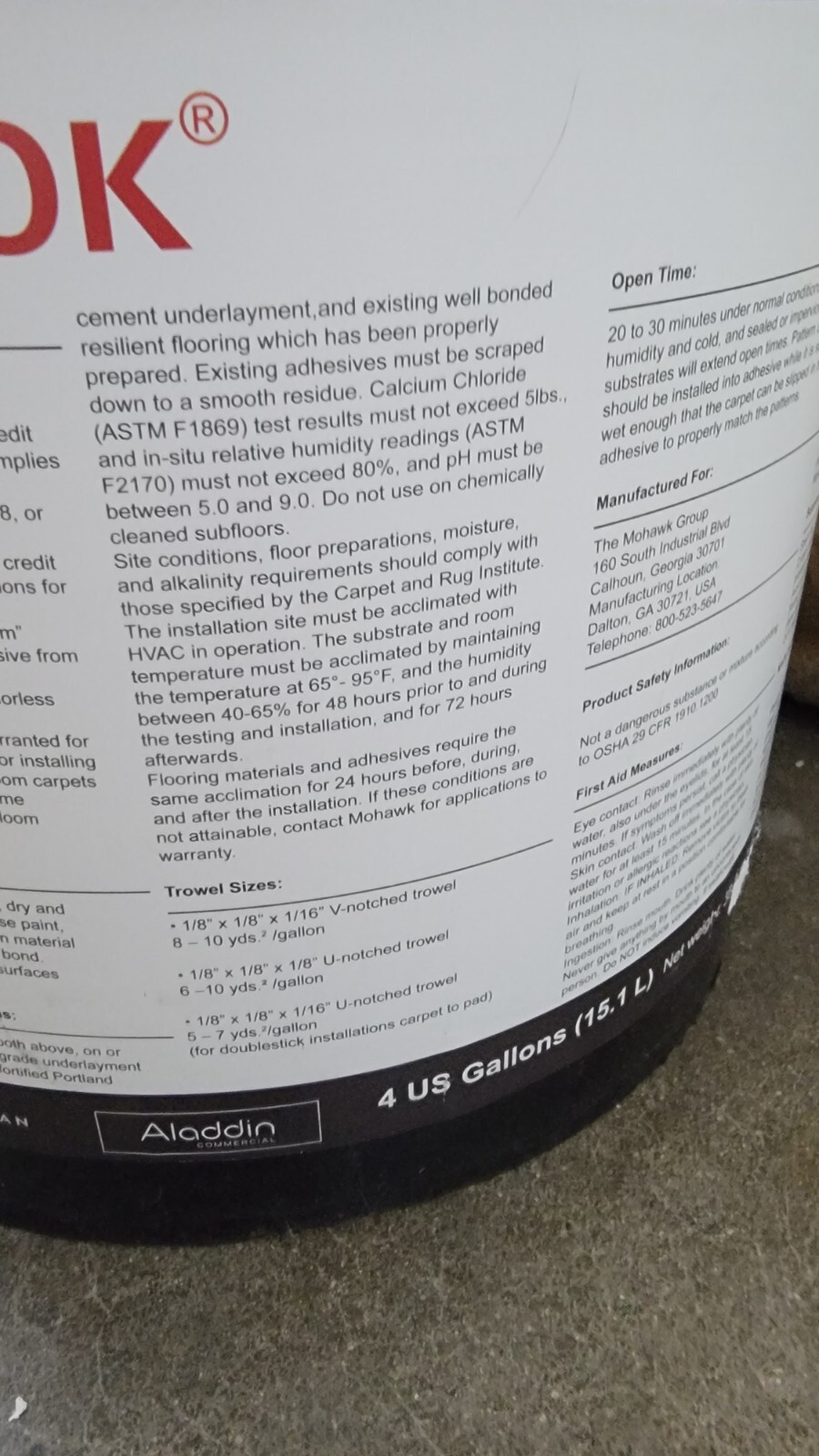Brand New Four Gallon Containers Of Nubroadlok Carpet Adhesive 4 Gallon