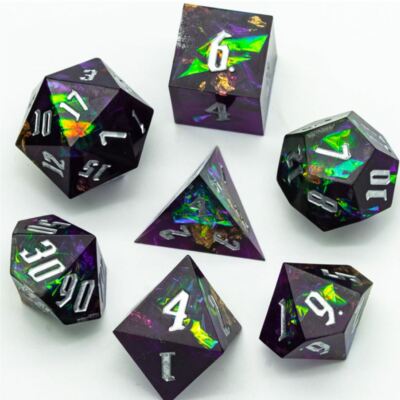 Deep Purple Cosmos Sharp Edged 7 Dice Set Poly RPG DnD Dungeons Dragons AD&D