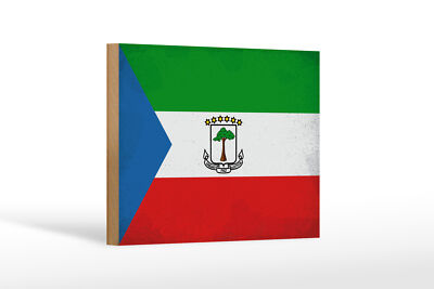 Holzschild Flagge Äquatorialguinea 18x12 cm Flag Vintage Deko Schild
