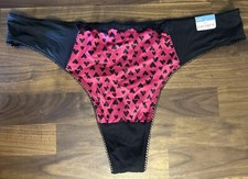 VINTAGE CACIQUE SECOND SKIN SATIN HIGH LEG THONG BIKINI PANTIES 14/16 Bows