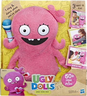 Ugly Dolls Dance Moves Moxy Plush Stuffed Funny Monster Microphone Pink Toy 14''