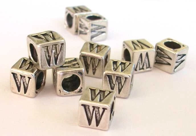 Sterling Silver 5.5mm Large Hole Alphabet / Letter Beads - Image 4 of 4