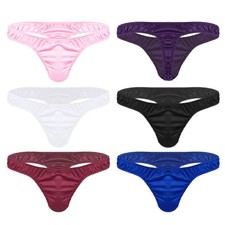 Men's Shiny Satin Panties Bulge Pouch Tanga Underwear Bikini Thong String T-Back