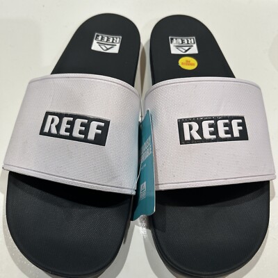 Reef Cushion Spring Slides Sandals White Black Logo Comfort  display picture 1