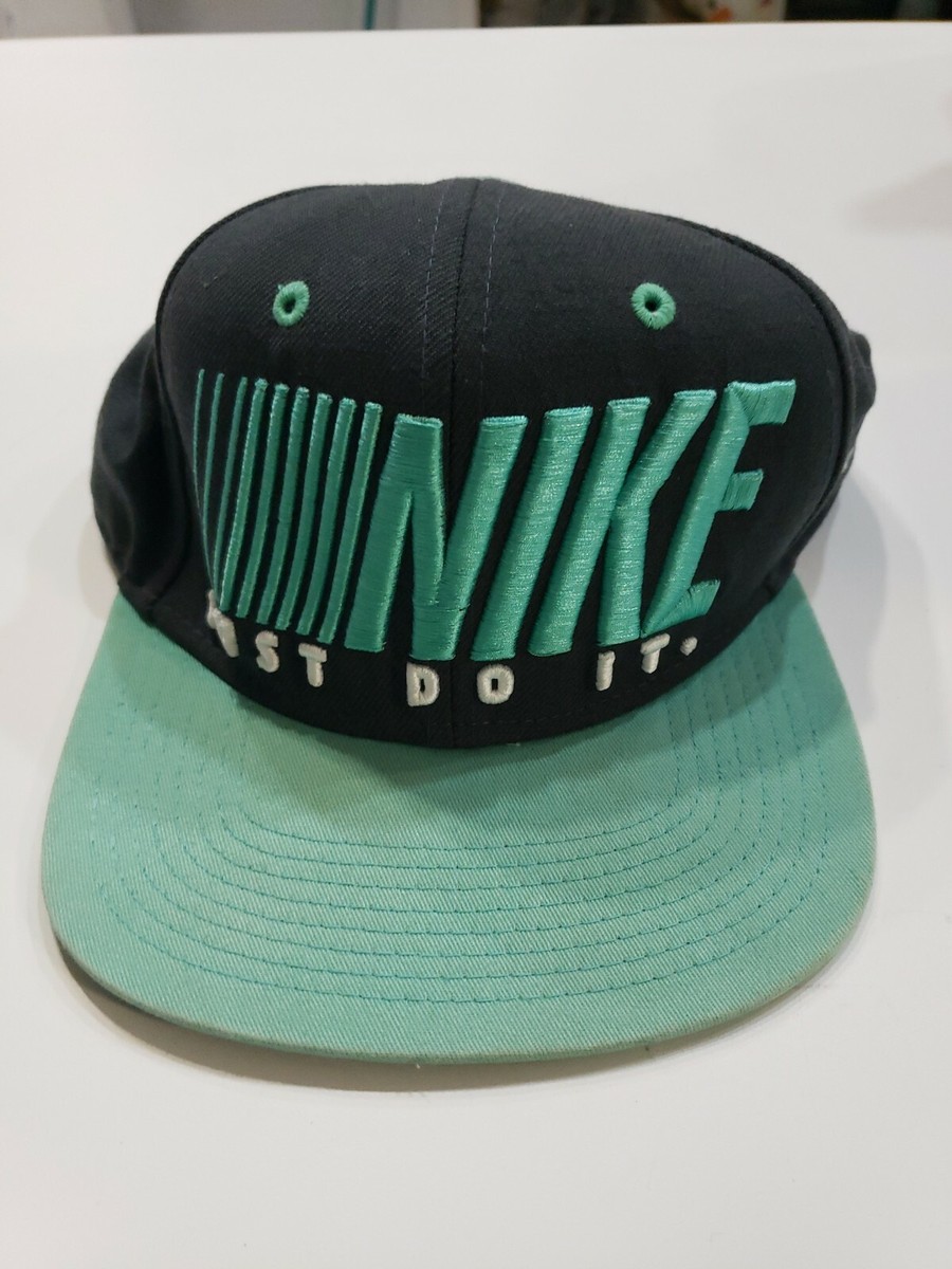 ナイキ　メッシュ　キャップ　JUST DO IT ネイビー Vtg Nike Just Do It Snap Back Baseball Cap Hat Black Teal | eBay