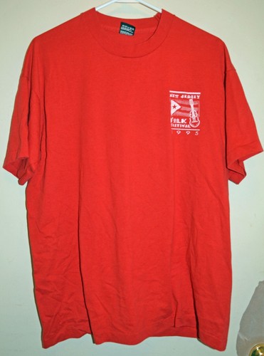 Vintage New Jersey Folk Festival 1995 Volunteer Red T Shirt Size XL NJ