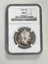 1960 50c Franklin Half Dollar NGC Certified MS 65 Toned US 90% Silver