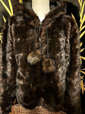 Giacca Gallery Dark Brown Subtle Animal Print Faux Fur Reversible Zip Jacket L