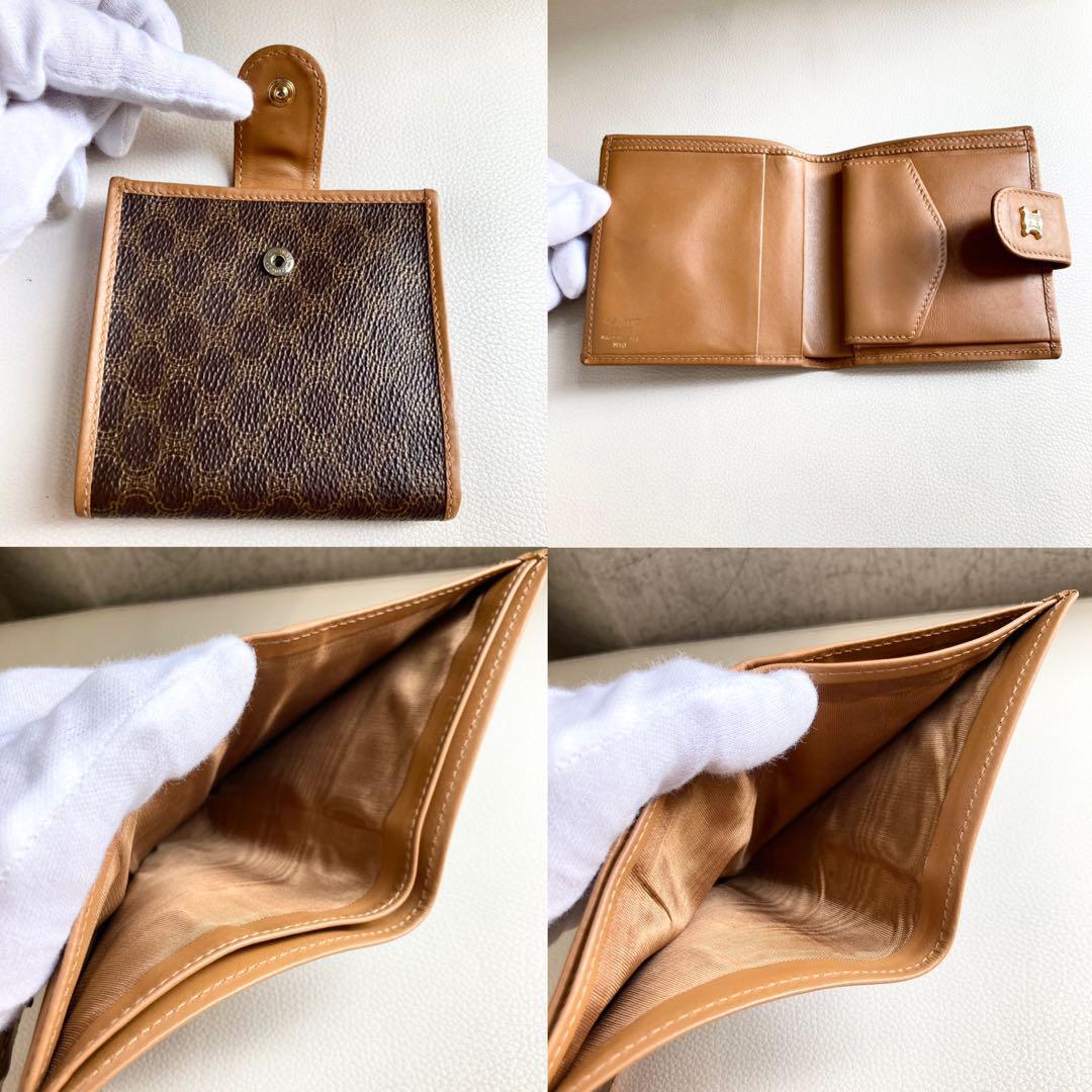 Celine Vintage Macadam Triomphe Folding Wallet With Coin Purse