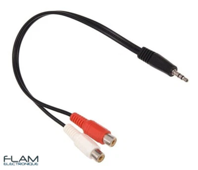 Cable adaptateur Audio Stereo 30cm Jack 3,5mm Male / 2x RCA Female Cable Adapter - Photo 1/3