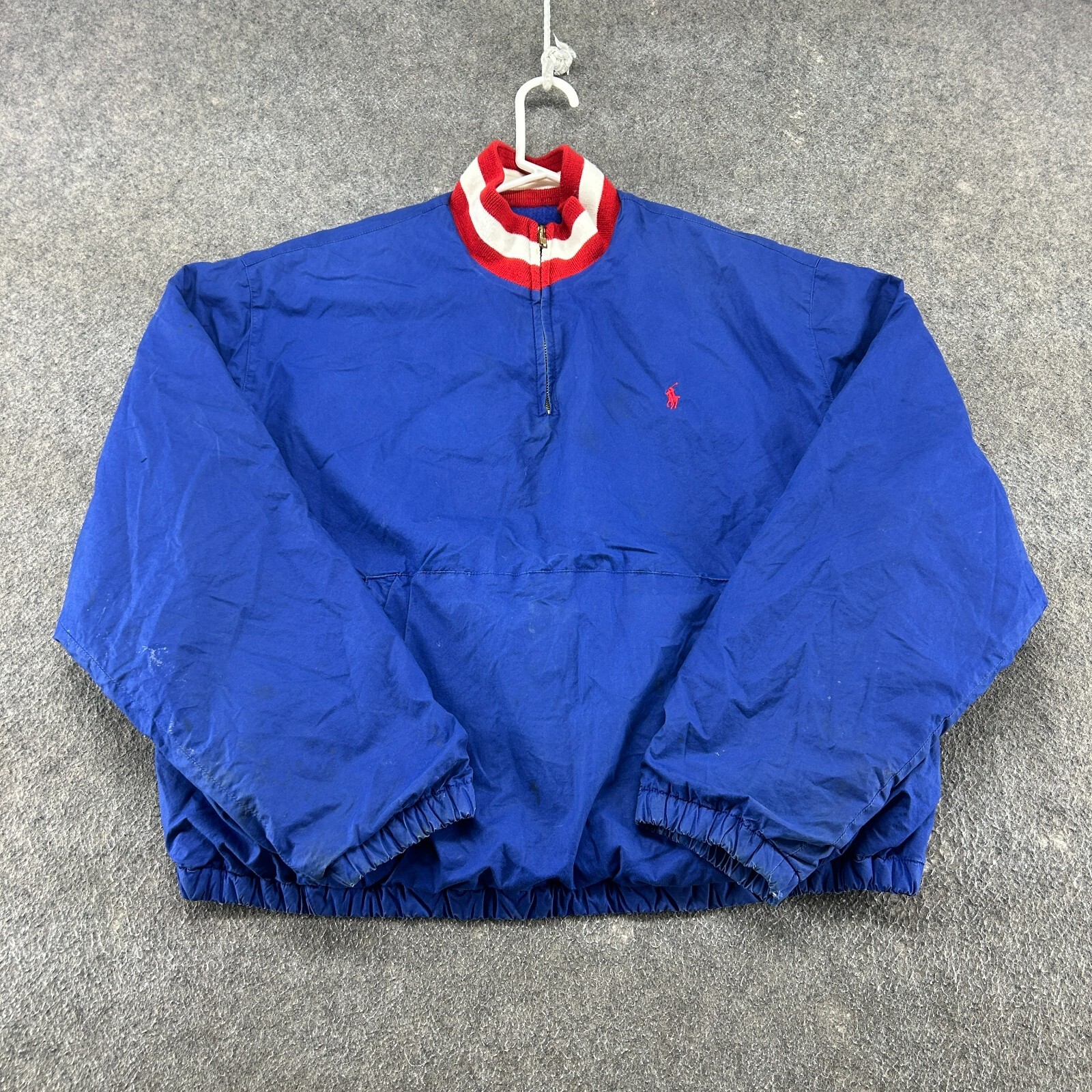 VINTAGE Polo Ralph Lauren giacca uomo M blu 1 4 zip pullover cotone pony anni 90