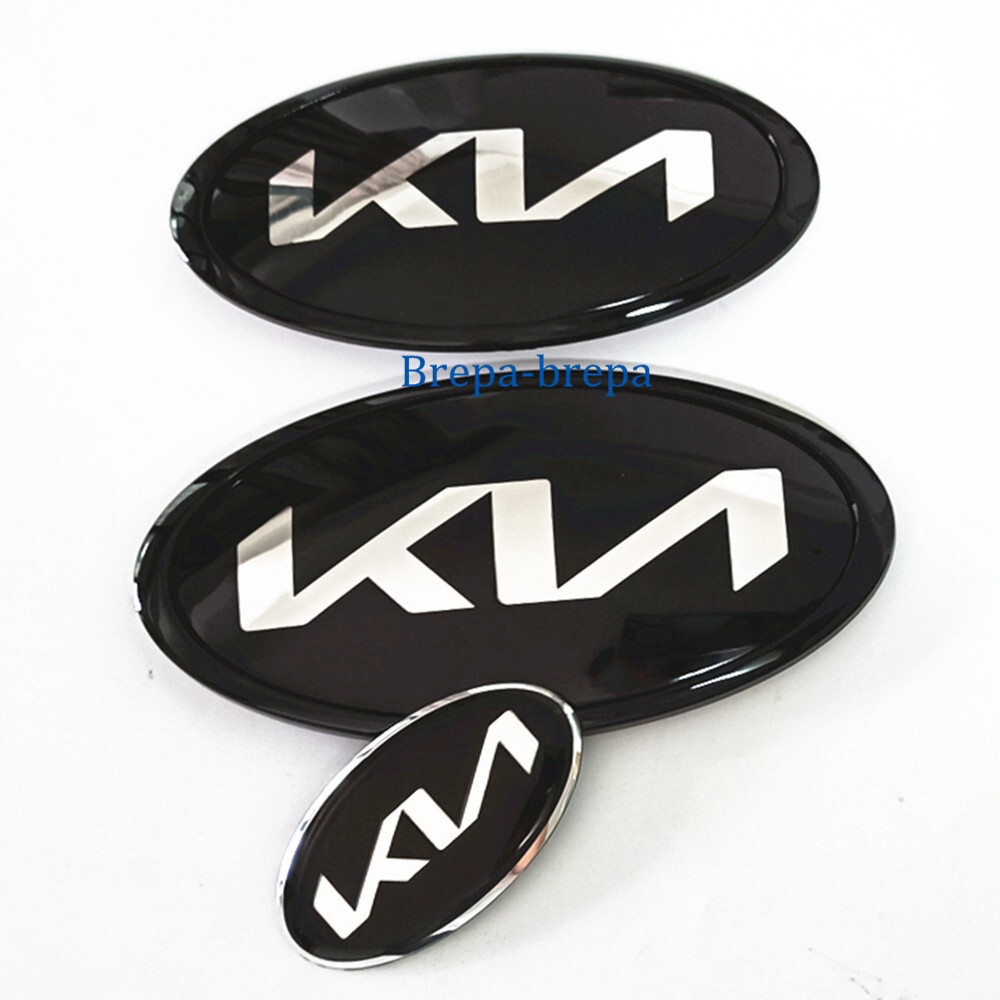 3pcs Black KN Front Emblem Trunk WITH Pins Steering Badge For K3 K5 FORTE OPTIMA