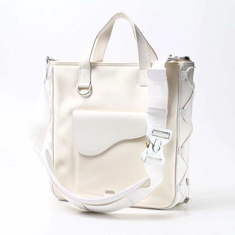 Dior × Sacai Sac à Bandoulière Selle Sac Fourre Tout Sac à Main Sac Blanc Marque Tissu...