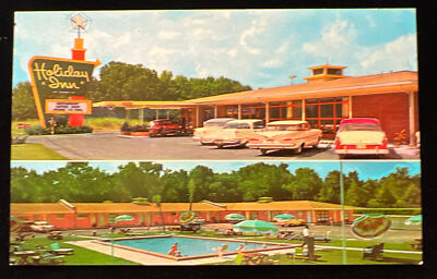 Vintage Holiday Inn Of Gainesville Multiview Poolview c1950 Parking Postcard