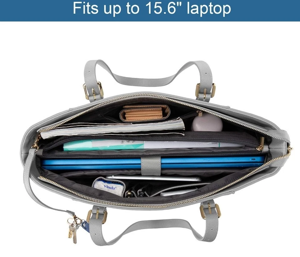 LOVEVOOK Bolso para Laptop para Mujer 15.6 Pulgadas Bolso Trabajo Profesional Cuero Computadora Foto 4 de 4
